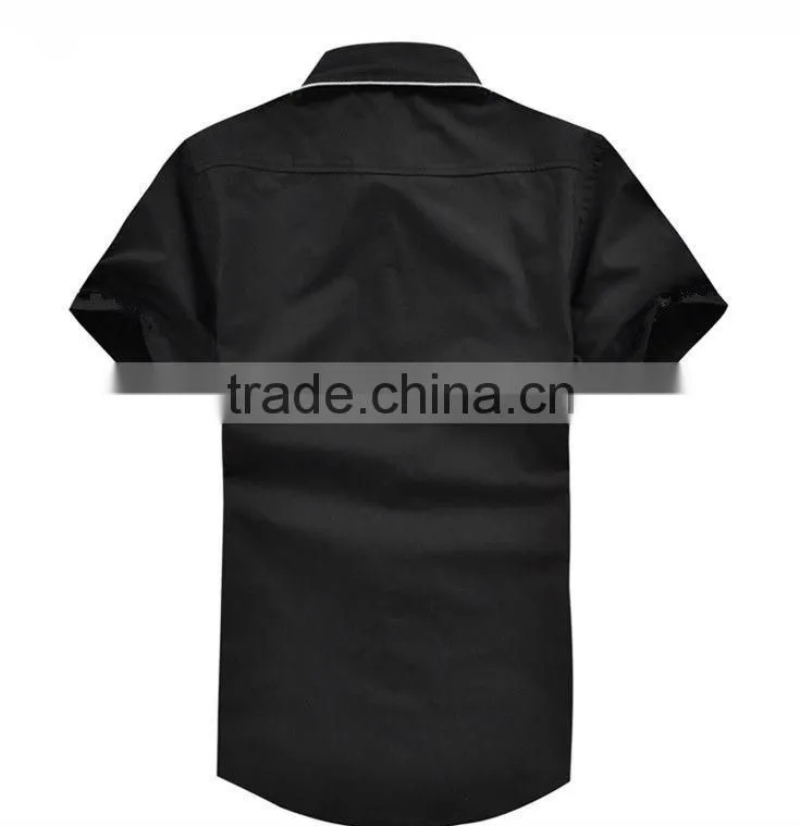 latest 100% cotton short sleeve contrast color slim fit casual shirt for men