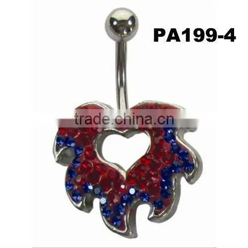 Rainbow banana navel belly piercing jewelry
