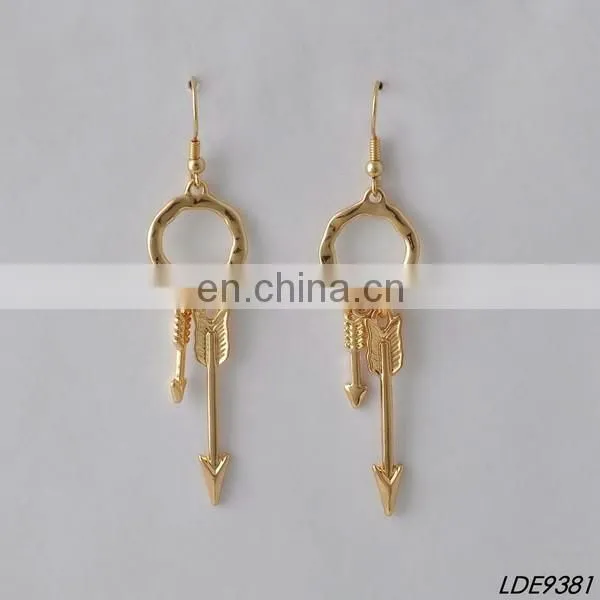 Vintage Curb Chain With Indigo Wood Flat Beads Fish Hook Closure Indigo Long Earring
