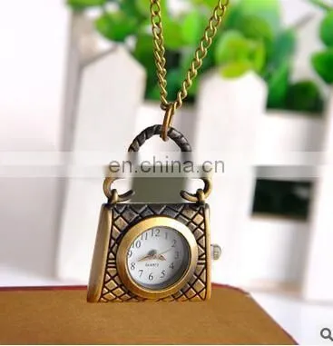 women's handbags Watch coin bag shaped Luxury pocket watch Top quality Antique bronze handbag Pendant pocket watches