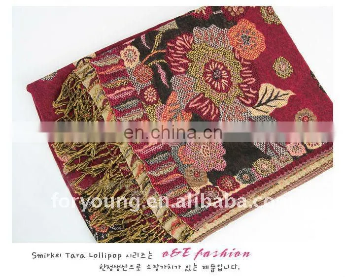 flower jacquard shawls and lady scarf
