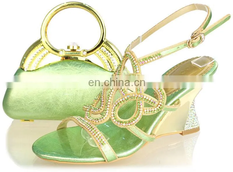 2014 latest desgn matching green shoes and bags