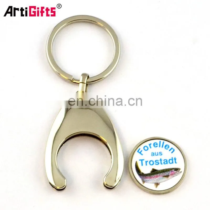 Metal trolley keychain coin for supermarket trolley