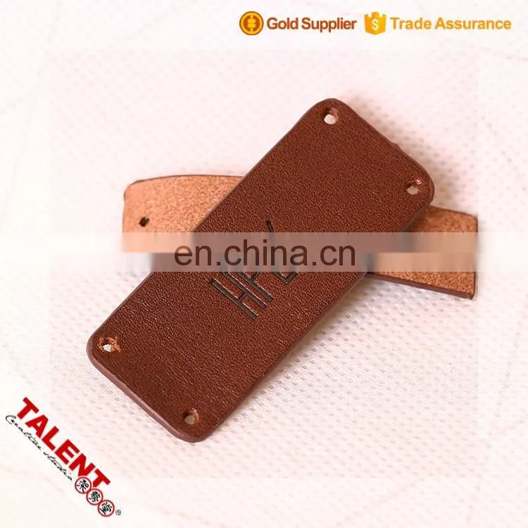custom hot stamping brand logo decorate original leather patch for garment