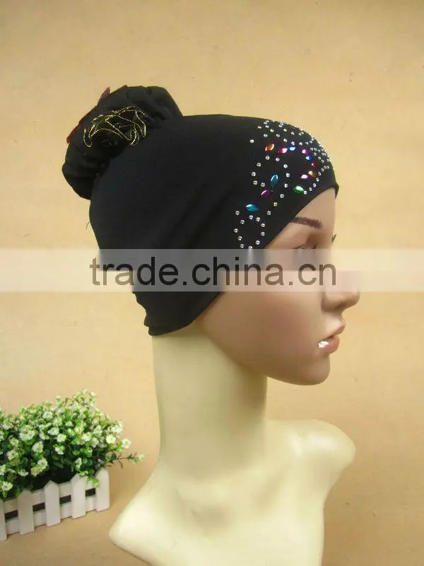 A523 fashion flower islamic hijab cap,muslim hejab hat