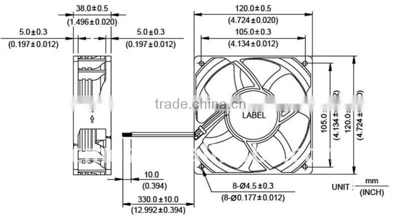 Air Purifier medical equipment dc brushless fan 120*120*38mm