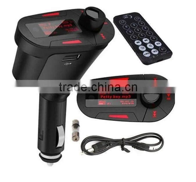 Wireless Car Kit MP3 Player FM Transmitter Modulator USB MMC LCD Remote Green ,car kit bluetooth mp3 player with fm transmitter