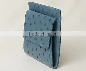 2016 lovely color ostrich skin leather folding coin case coin pouch slim coin purse