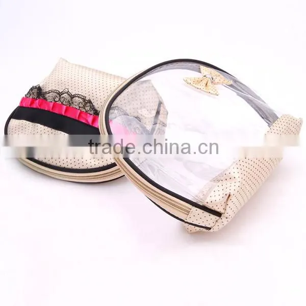 2014 promotional fashion satin cosmetic bag for ladies