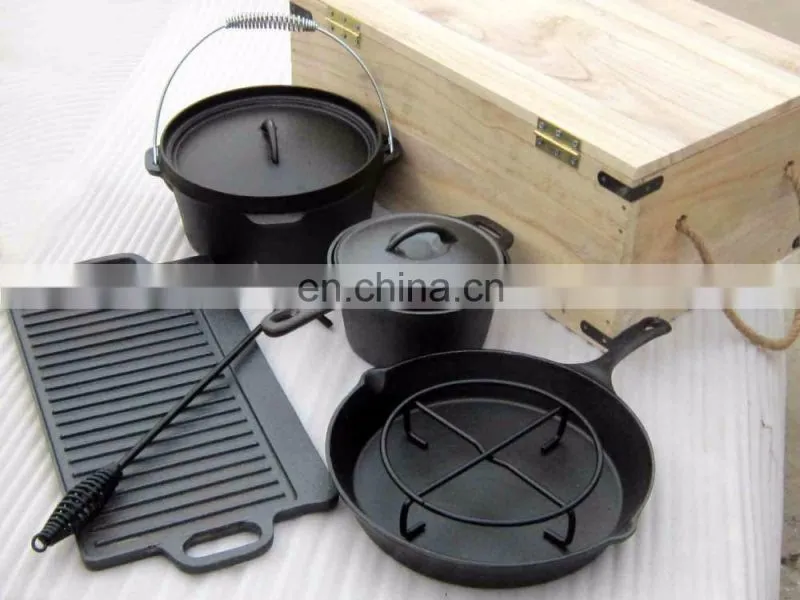 Outdoor Camping Turkey Round Shape Enamel Casserole Dutch Oven Cast Iron Cookware