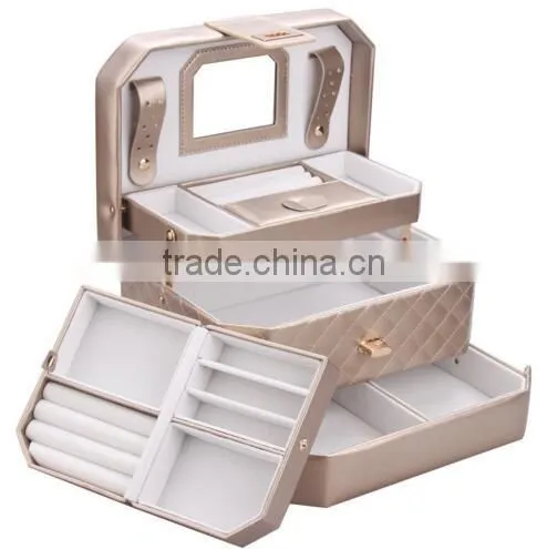 custom make leather Jewelry Box Travel Case and Lock