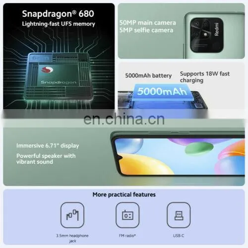 Global Version Red-mi 10C 4GB 64GB / 4GB 128GB Smartphone Snapdragon 680 Octa Core 6.71" Display 50MP Rear Camera 5000mAh