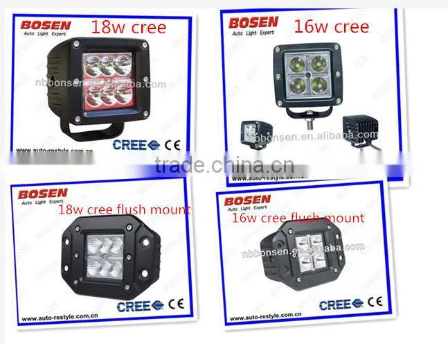 Led work light flush mount 18W cree LED offroad work light,spot driving light
