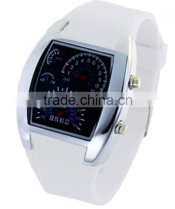Flashing blue lights silicone flight military watches for men