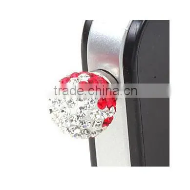 3.5mm rhinestone phone dust plug for Iphone4/5 in shenzhen wholesale