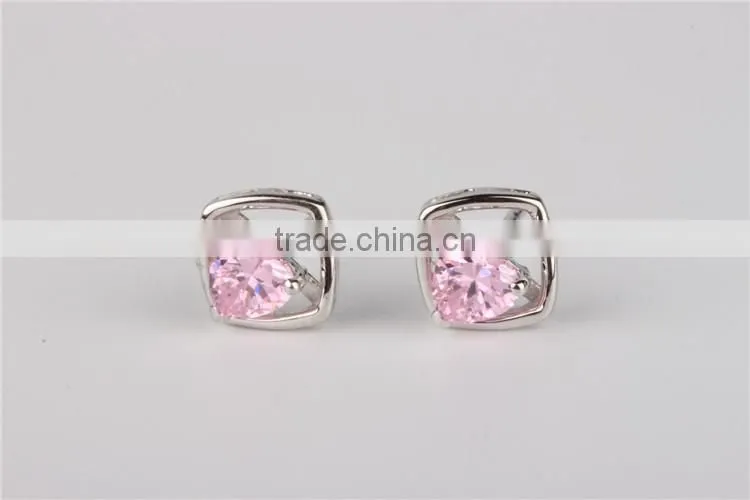 Vogue heart shaped ruby earrings for 925 silver ear stud