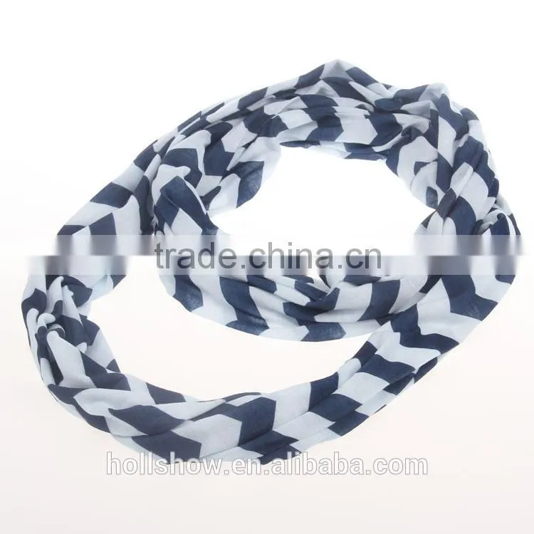 Wholesale Lady Fashion Polyester Circle Loop Cheveron Infinity Scarf