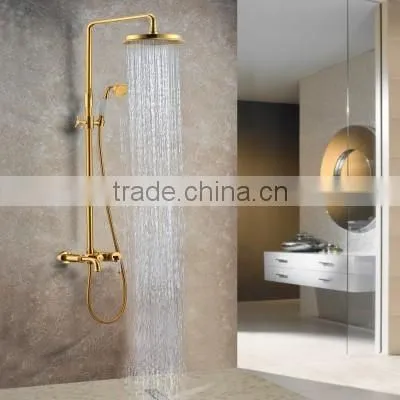Golden Plated Single Handle Solid Brass Rainfall Shower