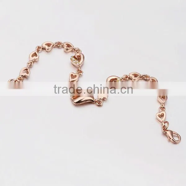 Custom design bridal love heart shaped fashion bracelet
