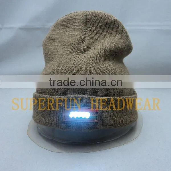 LED light acrylic beanie winter caps