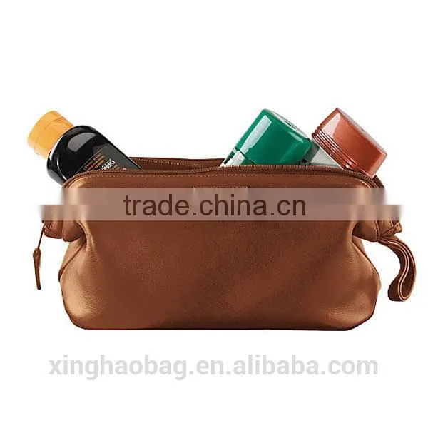 High Quality Soft Leather travel beauty kit toilet bag womens toilet bag for wholesale