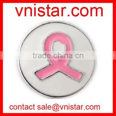 vnistar pink crystal ribbon snap button charm NC628-4, fit button ring and button bracelet
