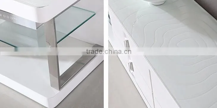 Armored glass tv stand model with showcase