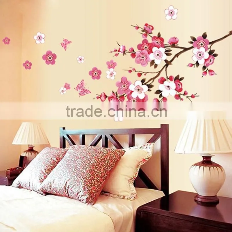 ZY6008 Cherry Blossom Wall Poster Waterproof Background Wall Sticker Stickers for Living room Bedroom Cafe Home Decor Decal Deca