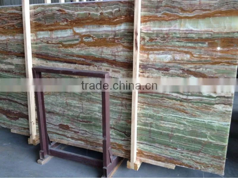Cheap green vein onyx marble tile slab