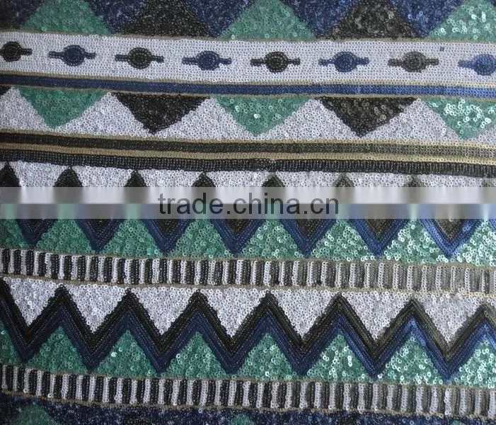 2015 new sequence embroidery fabric sequin lace fabric China supplier