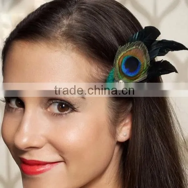 eye peacock feather hair clip - bohemian feather fascinator