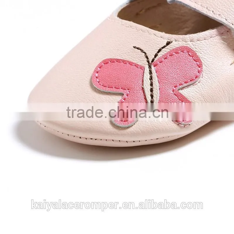 Soft Sole Baby Shoes Handmade Infant Gift Butterfly Pink Comfortable Leather Shoes