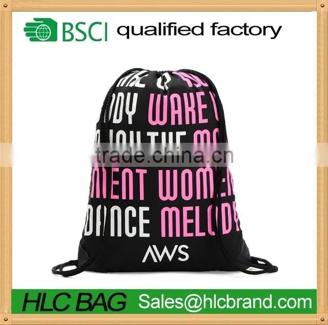 Calico polyester customiezed sport/GYM/daily drawstring backpack bag