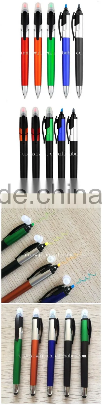 Low MOQ function touch pen 3 in 1 highlighter pen