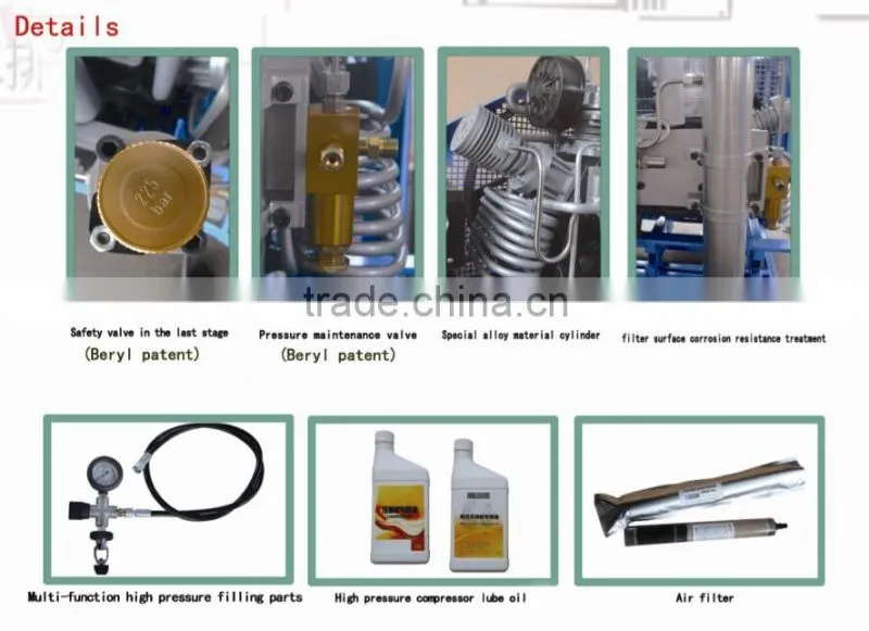 PRBW200 30MPa and 200L/Min Scuba Diving and Breathing Air Compressor