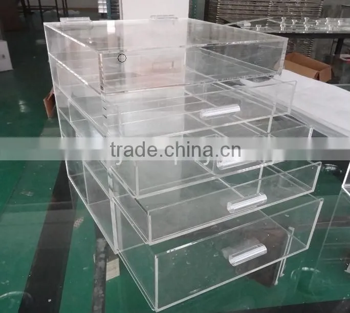 factory wholesale popular acrylic clear Makeup Organizer w/ DIVIDERS