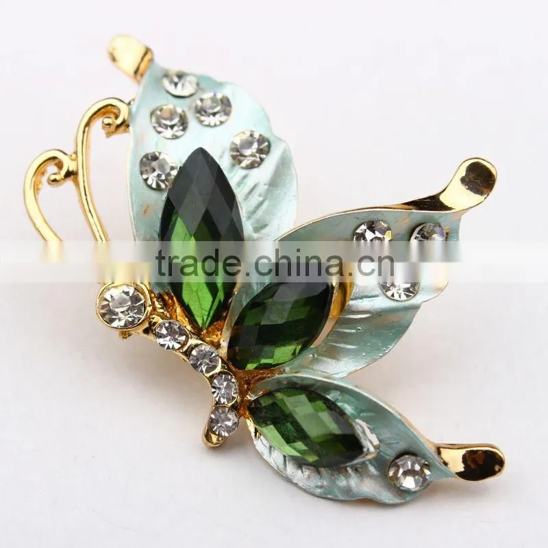 Purple Rhinestone Crystal Wedding Bridal Bouquet Gold Flower Brooch Pin