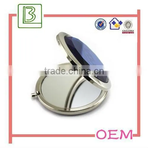 Metal Round Crystal Portable Make-up Mirror
