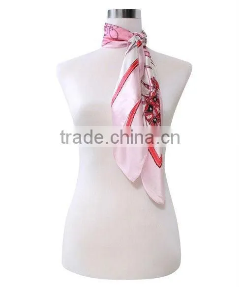 Fashion Printed Silk Square Foulard or Print Silk Scarf