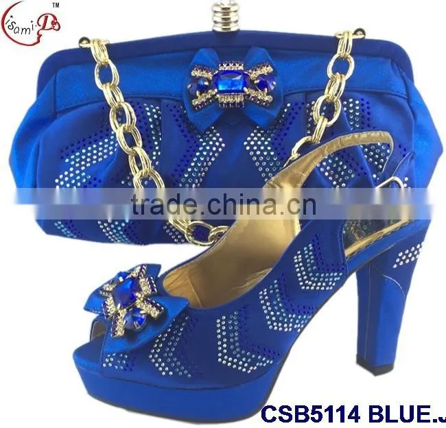 CSB5114 new International trends fashion style african design high heel shoes matching bag with stone
