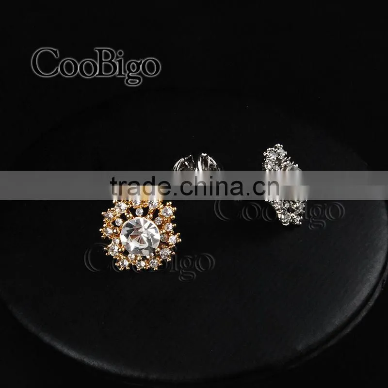 Fashion Jewelry Rhinestone Snowflake Cuff-Link Gold Silver Unisex Chirstmas Party Gift Promotion Apparel Accessories