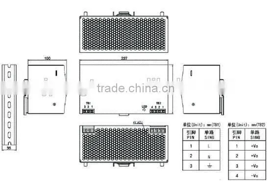 PAD480 Series 480W DC/DC din rail Switching Power Supply