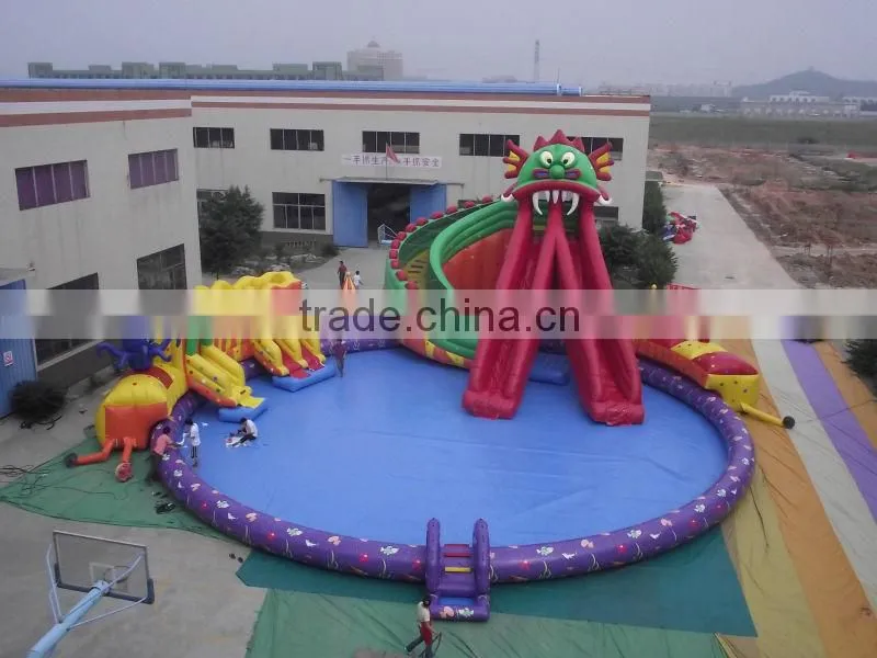 Lanqu Giant inflatable fun pool with slide
