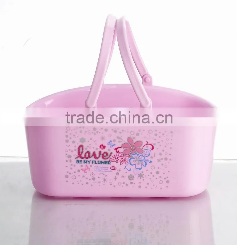 wholesale high grade large size plastic lanudry basket with handle , plastic storage basket