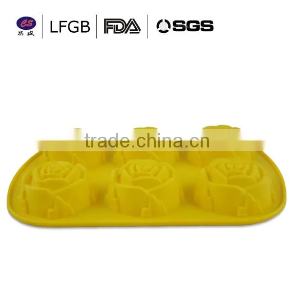 Professional customized new design six rose shape silicone cake molds