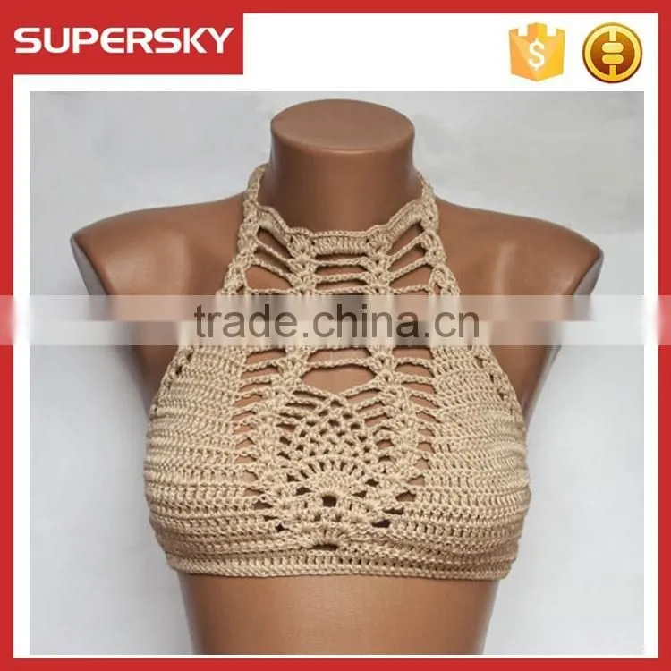 C628 New ladies hand crochet bikini top