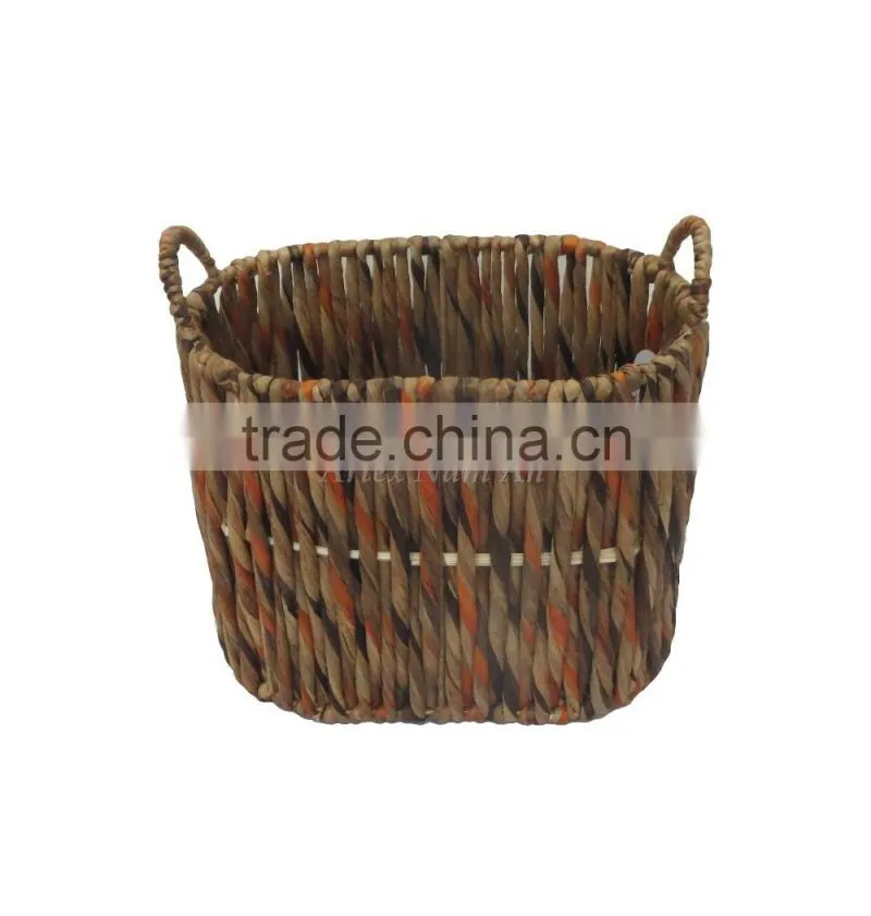 Round water hyacinth baskets with handles, storage water hyacinth baskets, laundry baskets, natural material with good price