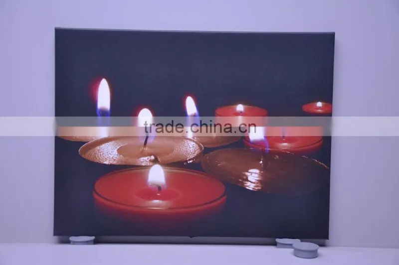 2016 LED canvas wall art christmas candle,canvas paining,christmas led lights candles