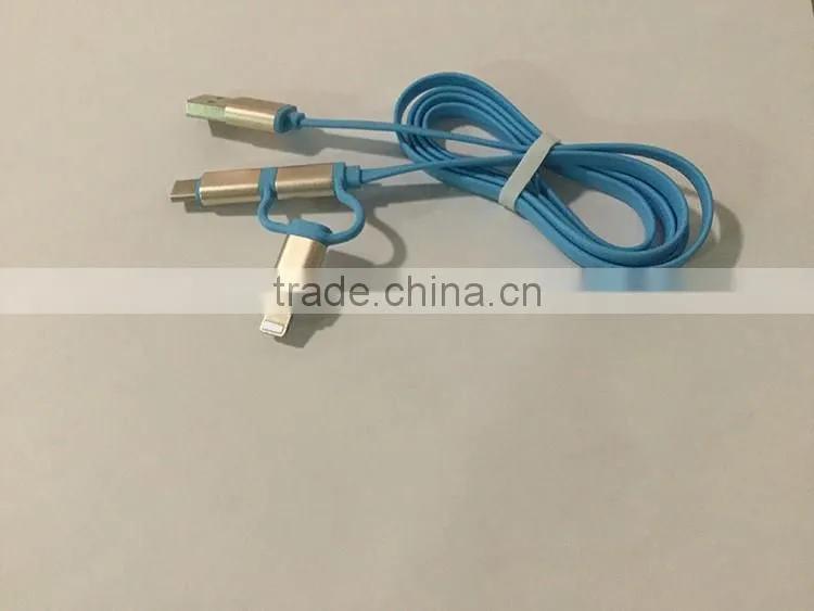2016 Wholesale 3in1For Lighting Micro USB Type C Environmental Quick Charge Data Line Cable
