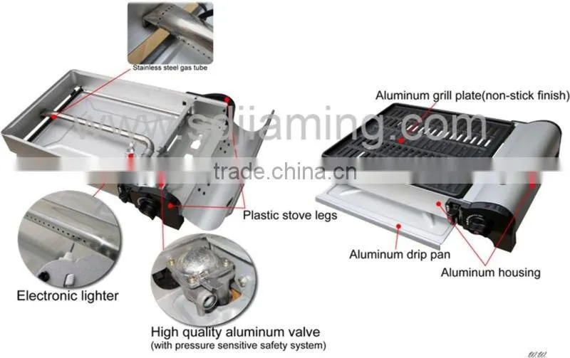 portable gas bbq grill with CE approved for double use